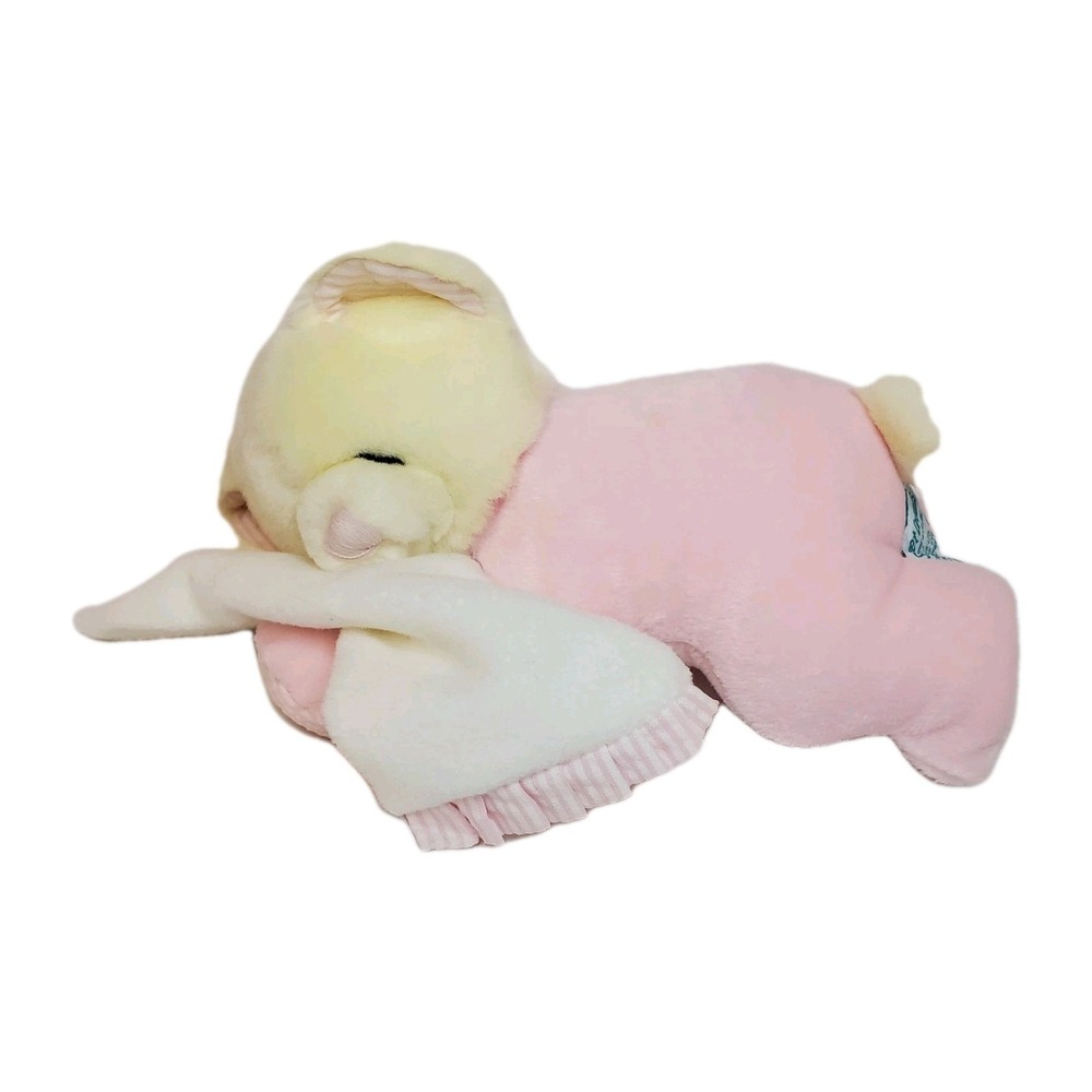Vtg Russ Sweet Dreams‎ Pink Teddy Bear Rattle Blankie Stuffed Plush Lovey 10"